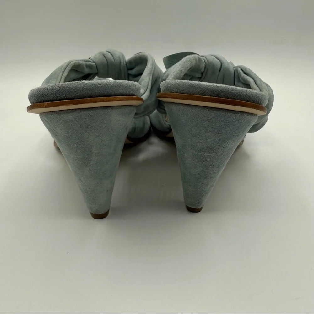 Ann Klein Collection Blue Suede Knot Mules Elegant Slip On Open Toes Sandals - Picture 7 of 12